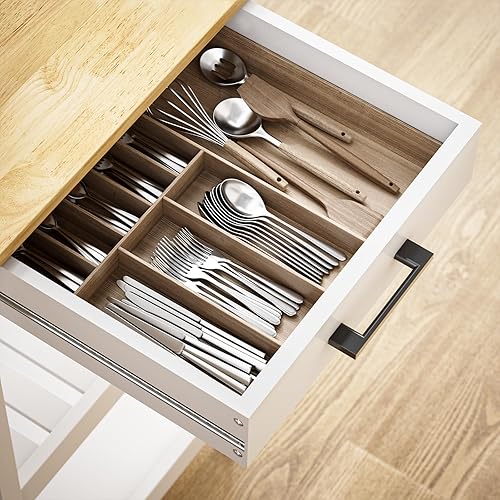 Miniatura 6 de Gizoon Carrito de isla de cocina rodante con cajón superior, mesa de madera, isla de cocina pequeña con 2 estantes abiertos, soporte para microondas