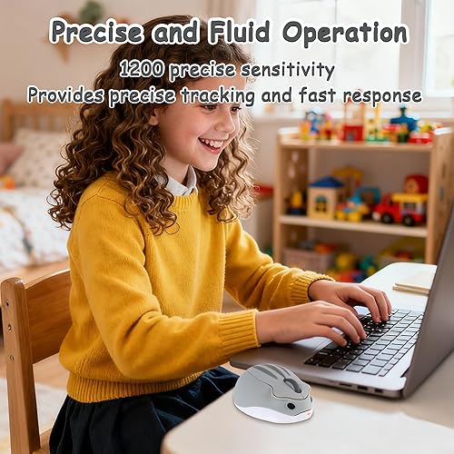 Miniatura 5 de Ratón inalámbrico Bluetooth con forma de hámster de dibujos animados con receptor USB de 2.4 GHz y Bluetooth de modo dual silencioso Kawaii USB