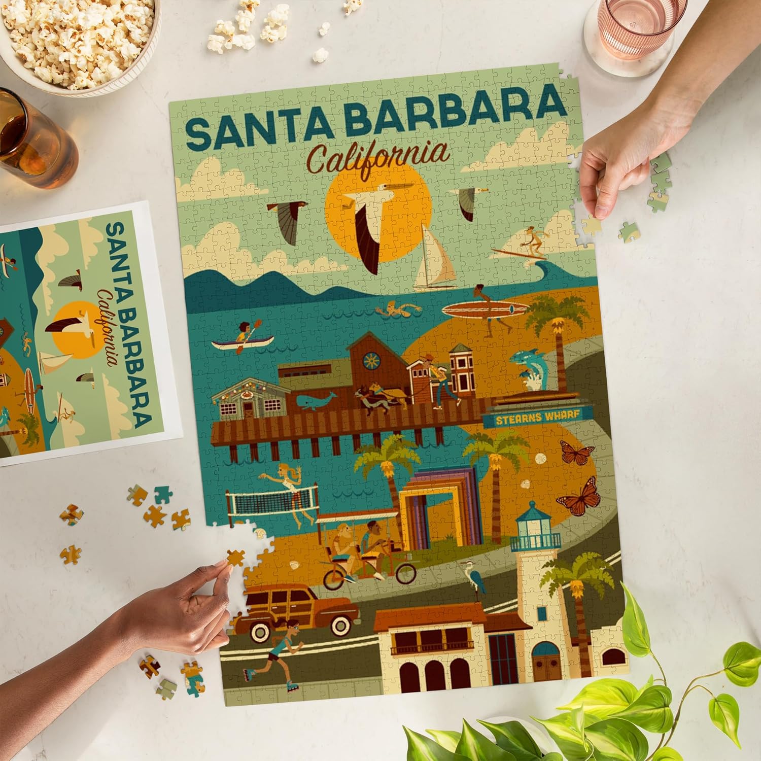 Santa Barbara, California, Geometric (1000 Piece Puzzle, Challenging Jigsaw Puzzle for Adults, Made in USA)