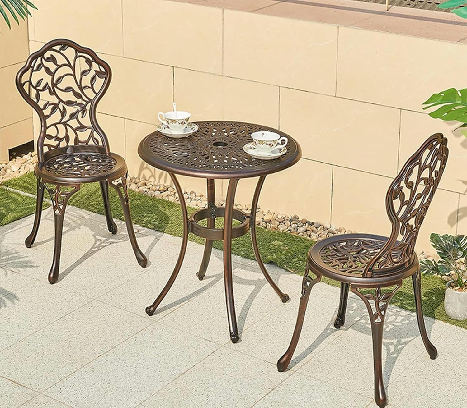 Garden Bench Cast Aluminum Outdoor Dining Set 3-Piece Patio Furniture Dining Set Outdoor Dining Set Include Chairs and Table