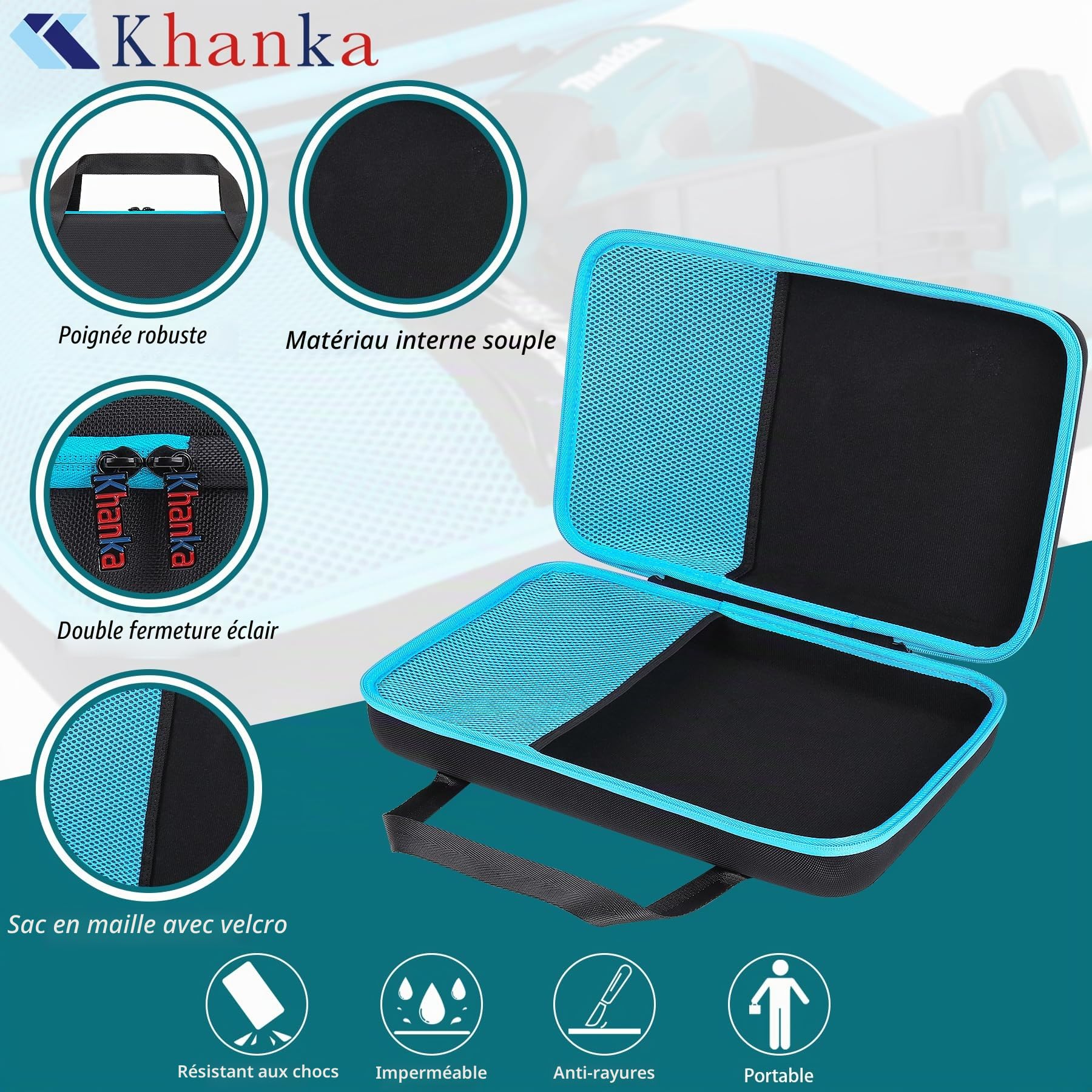 Khanka Étui Rigide pour Makita DUC101Z 18V Li-ION LXT Scie d'Élagage | Compatible avec Makita DUC101Z 18V Scie d'Élagage;Étui Rigide de Rangement,Étui uniquement