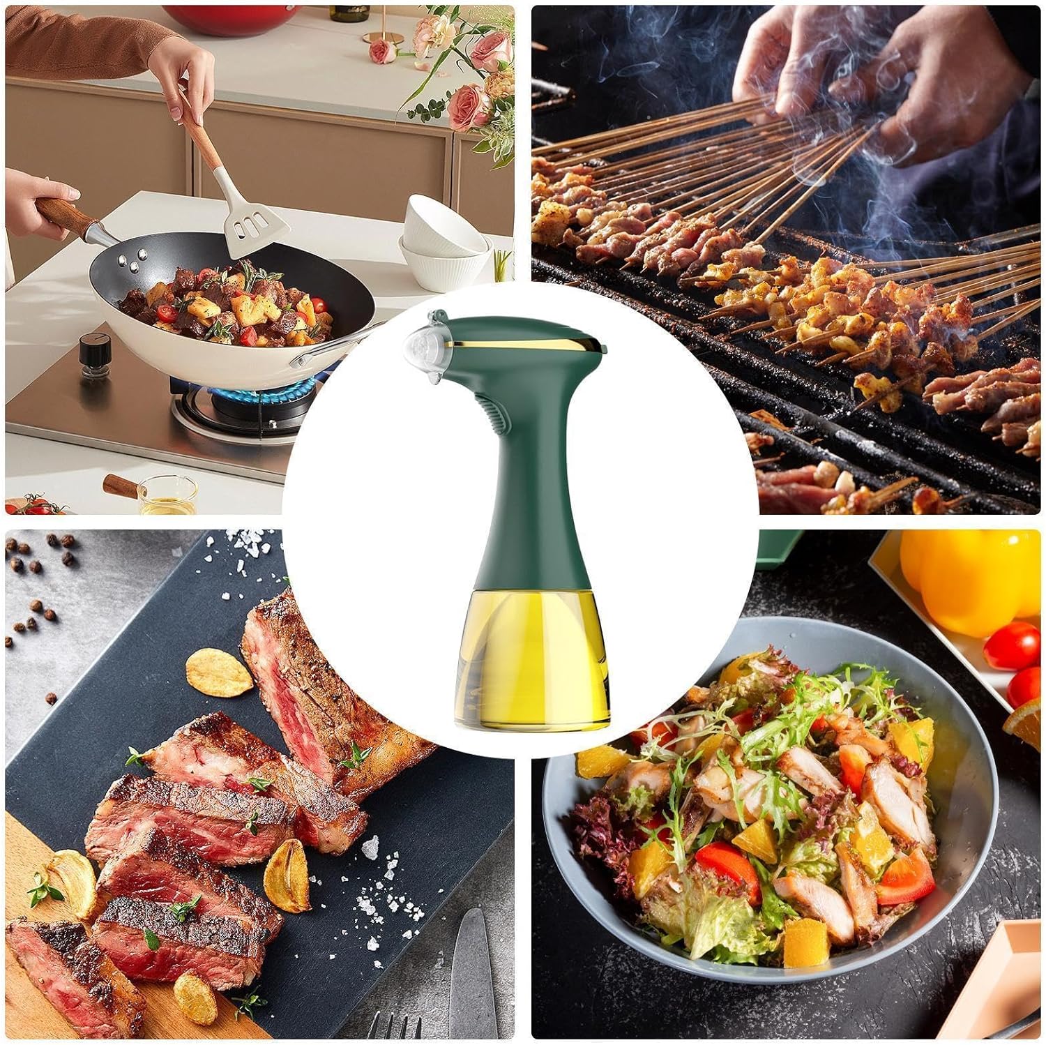 Oil Sprayer for Cooking,Refillable Rechargeable Leakproof | 2-in-1 Olive Oil Dispenser Bottle Spray | for Restaurant Camping Picnic Party Gathering Air Fryer Frying