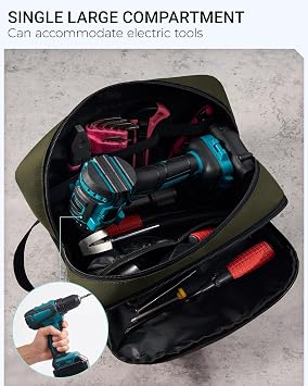 2-Pack Small Tool Bags, Zipper Pouch for Organizing, Utility Small Tool Pouch with Multi-Pocket Compartments and Adjustable Shoulder Strap, Carabiner & Label Area (12 & 10)
