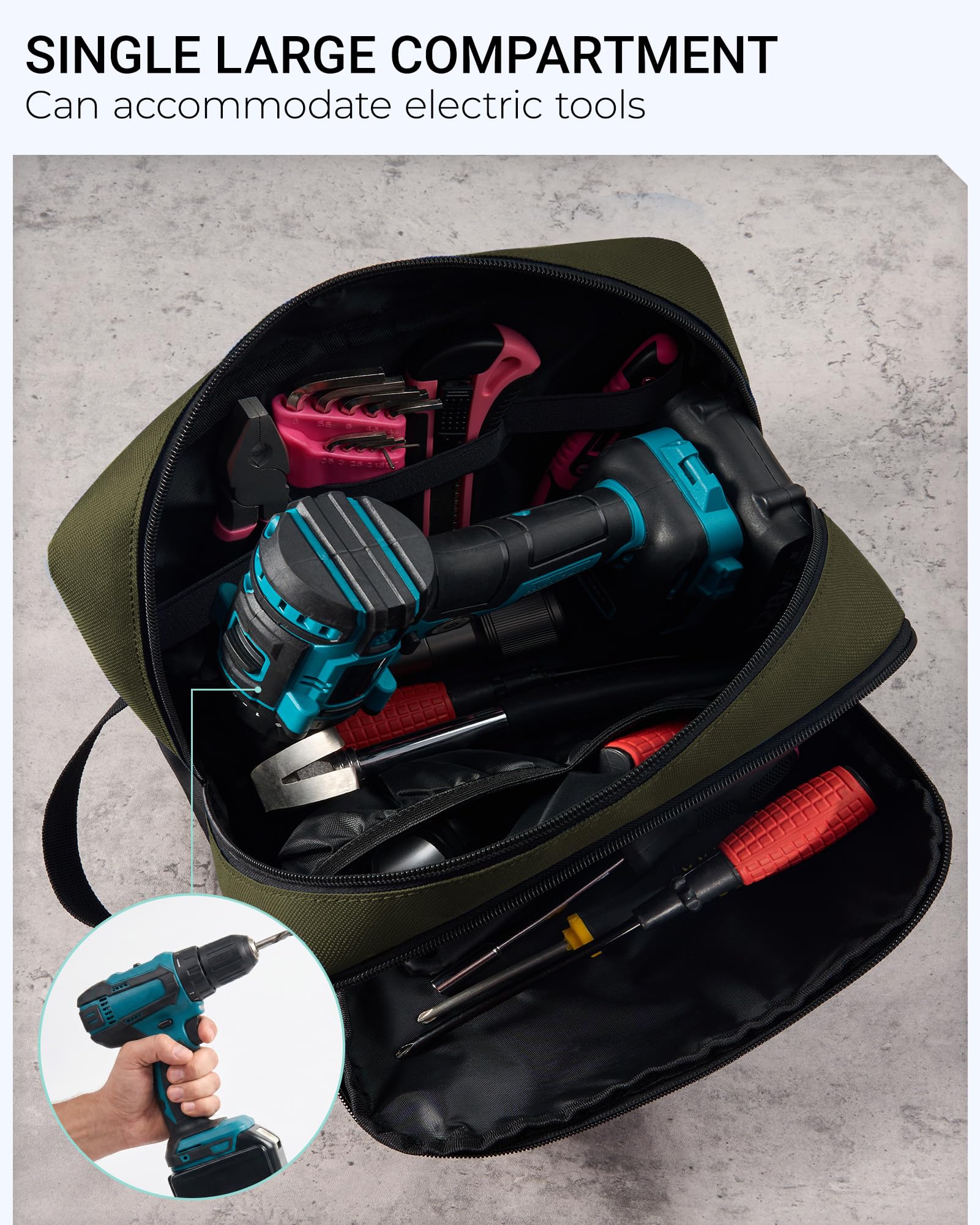 Lot de 2 sacs à outils – Organisateur multi-poches compact avec sangle réglable et mousqueton. Parfait pour ranger votre sac à outils. Zone d'étiquette incluse