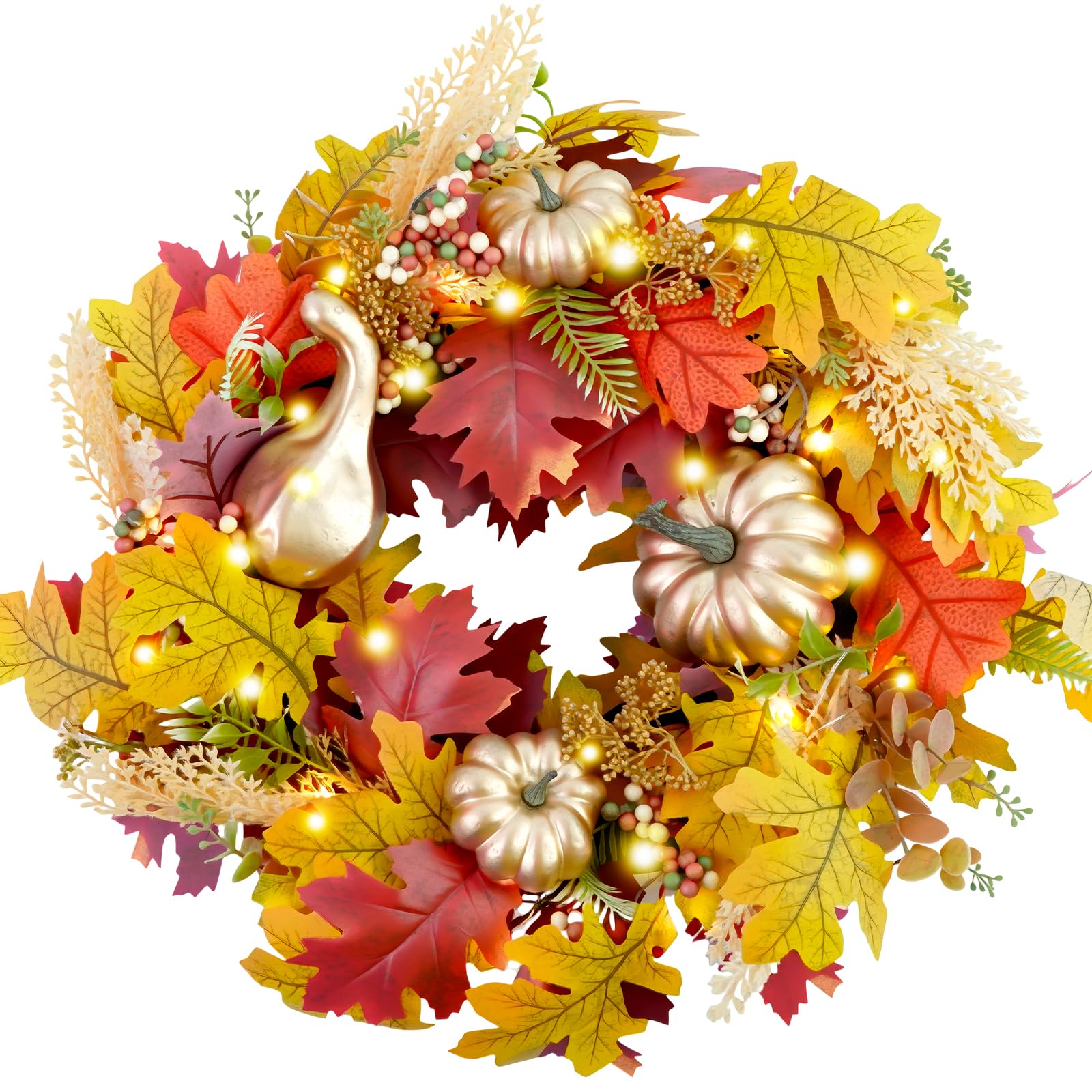 Proaustin Fall Wreaths For Front Door Sunflower Autumn Wreath With Lights