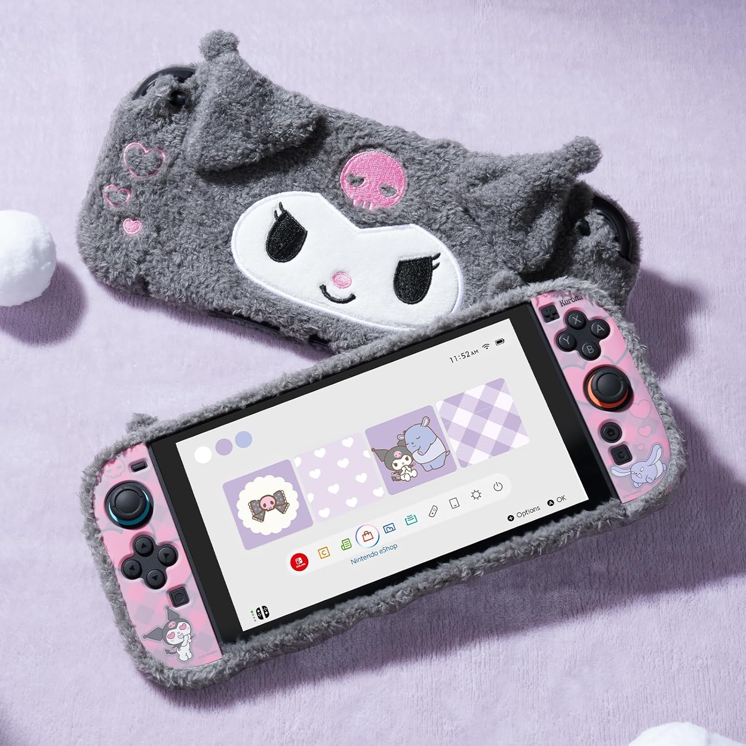 Kuitmor Cute Plush Protective Case Compatible with Switch 2 (2025), Anti-Scratch and Shock-Absorption Hard PC Shell Cover for Switch 2 Game Console and Joystick Controller - KLM - Image 6