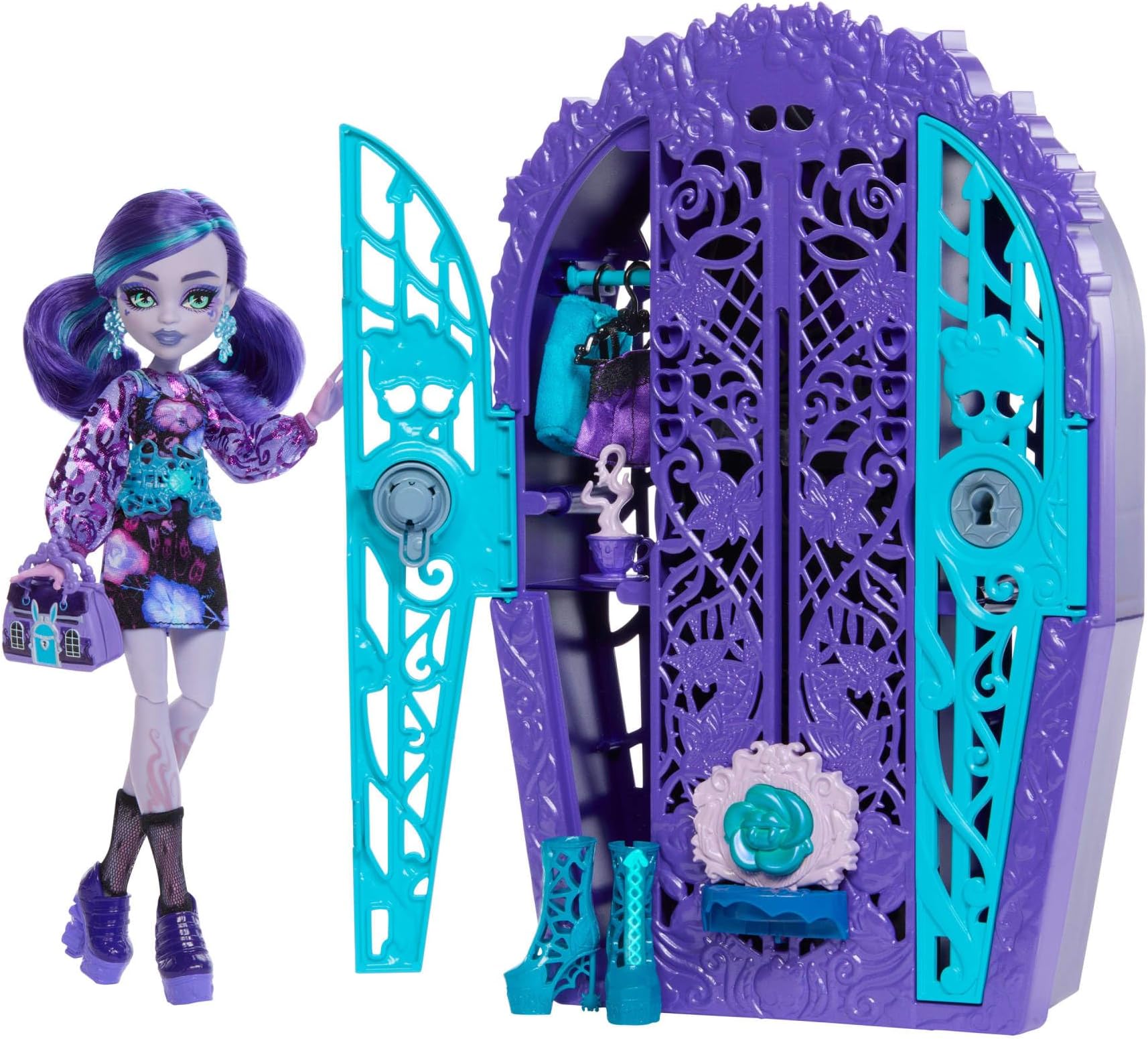 Skulltimate Secrets Doll & Accessories Set, Garden Mysteries Twyla with Reveal Closet & 19+ Tea Party Surprises like Clothes, HYT74