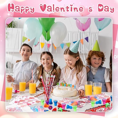 Miniatura 6 de Chivertion Juego de 216 piezas de artículos de papelería surtidos para el día de San Valentín, incluye bolsas de regalo, borrador de lápices a