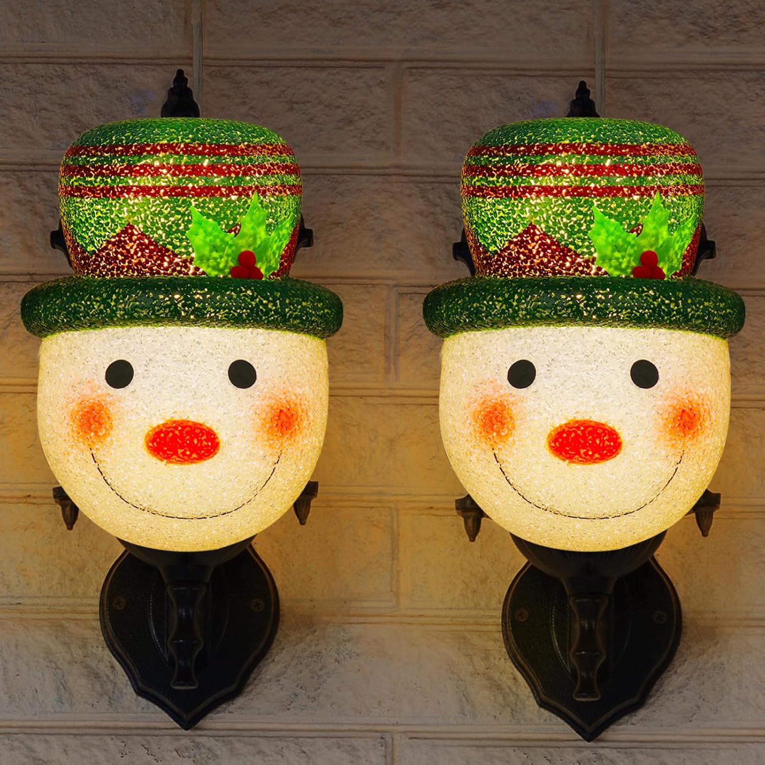 2 Pack Christmas Snowman Porch Light Covers