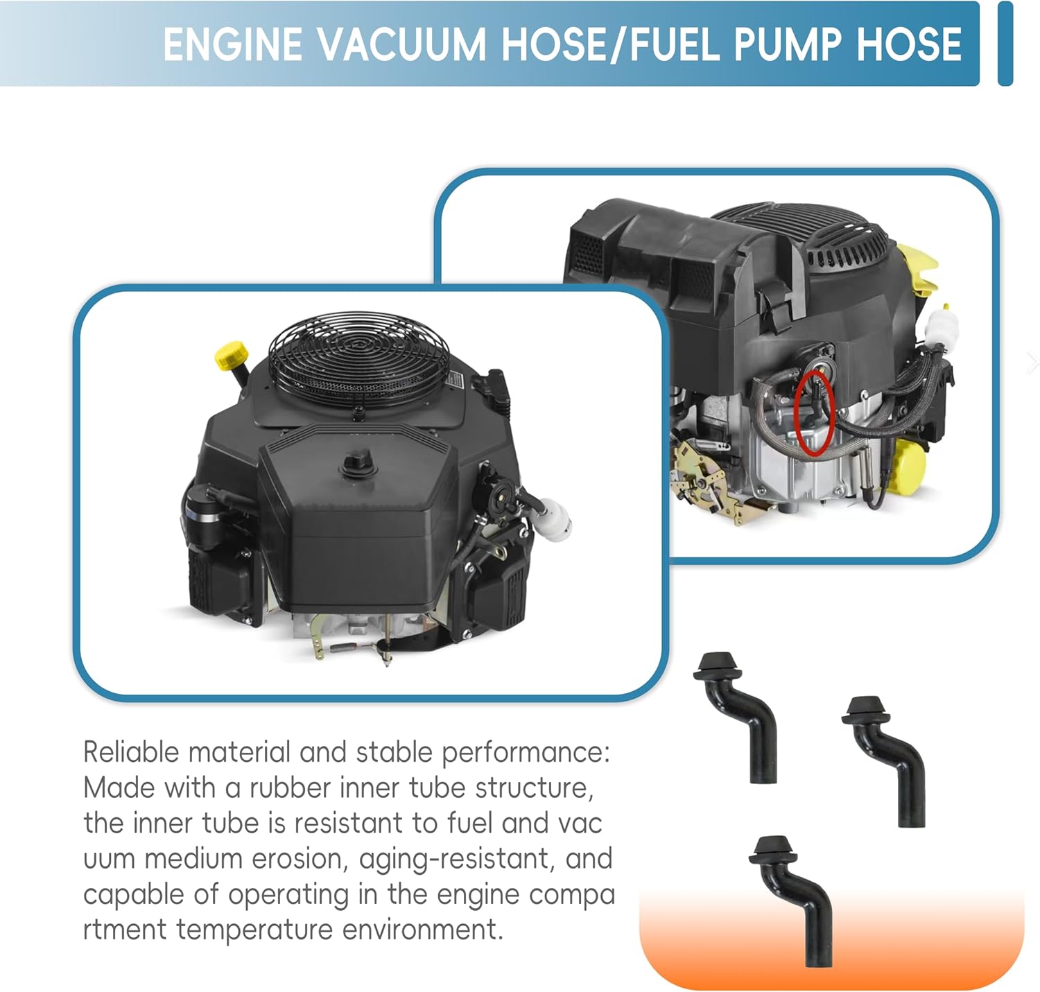 Replacement Engine Vacuum Hose/Fuel Pump Hose 32-326-08-S， KH-32-326-08-S Fits Kohler CUB Cadet Lawn and Garden Equipment Engine Fuel Pump Hose Kit (Set of 3)