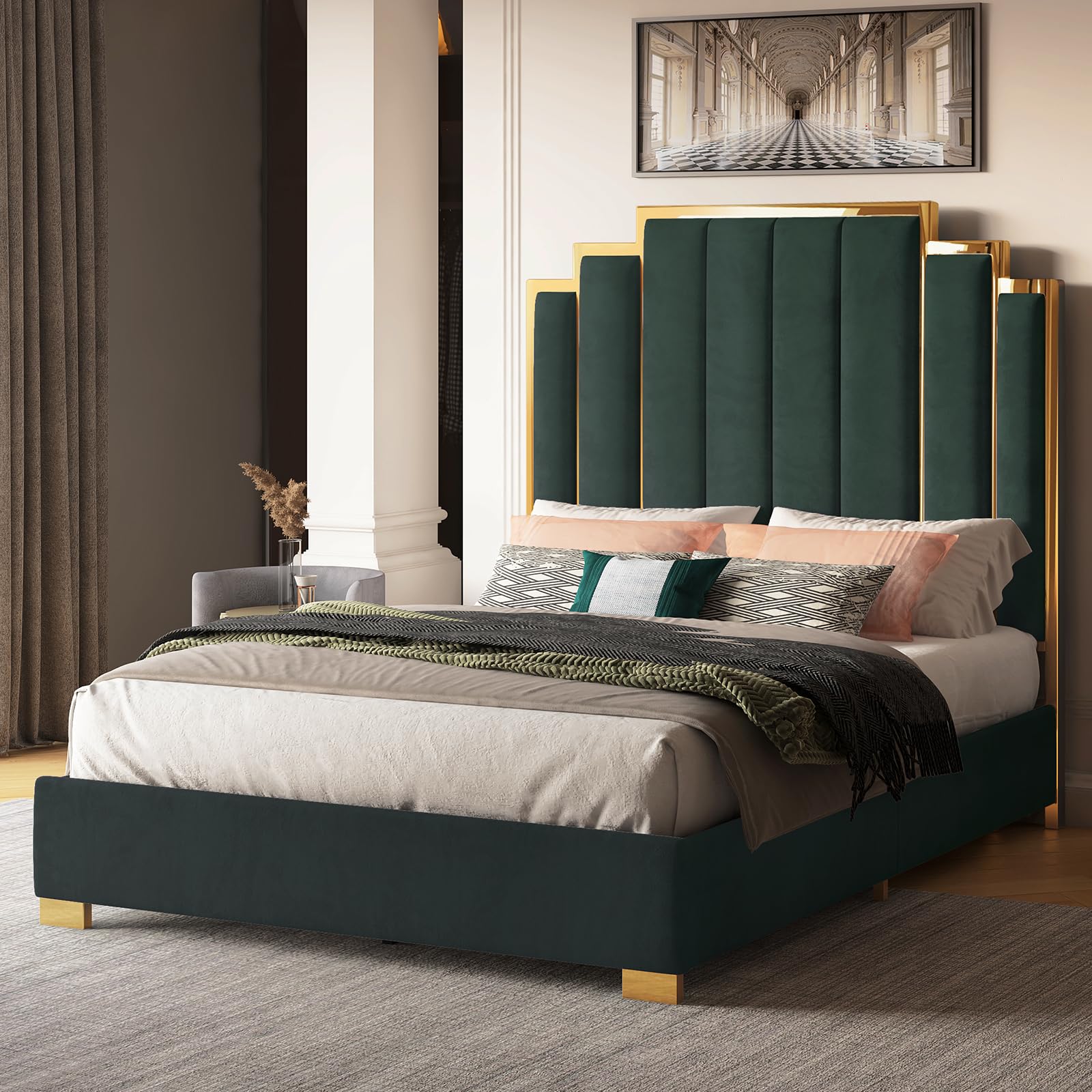 Amazon.com: Albott Queen Size Platform Bed Frame, 61.4