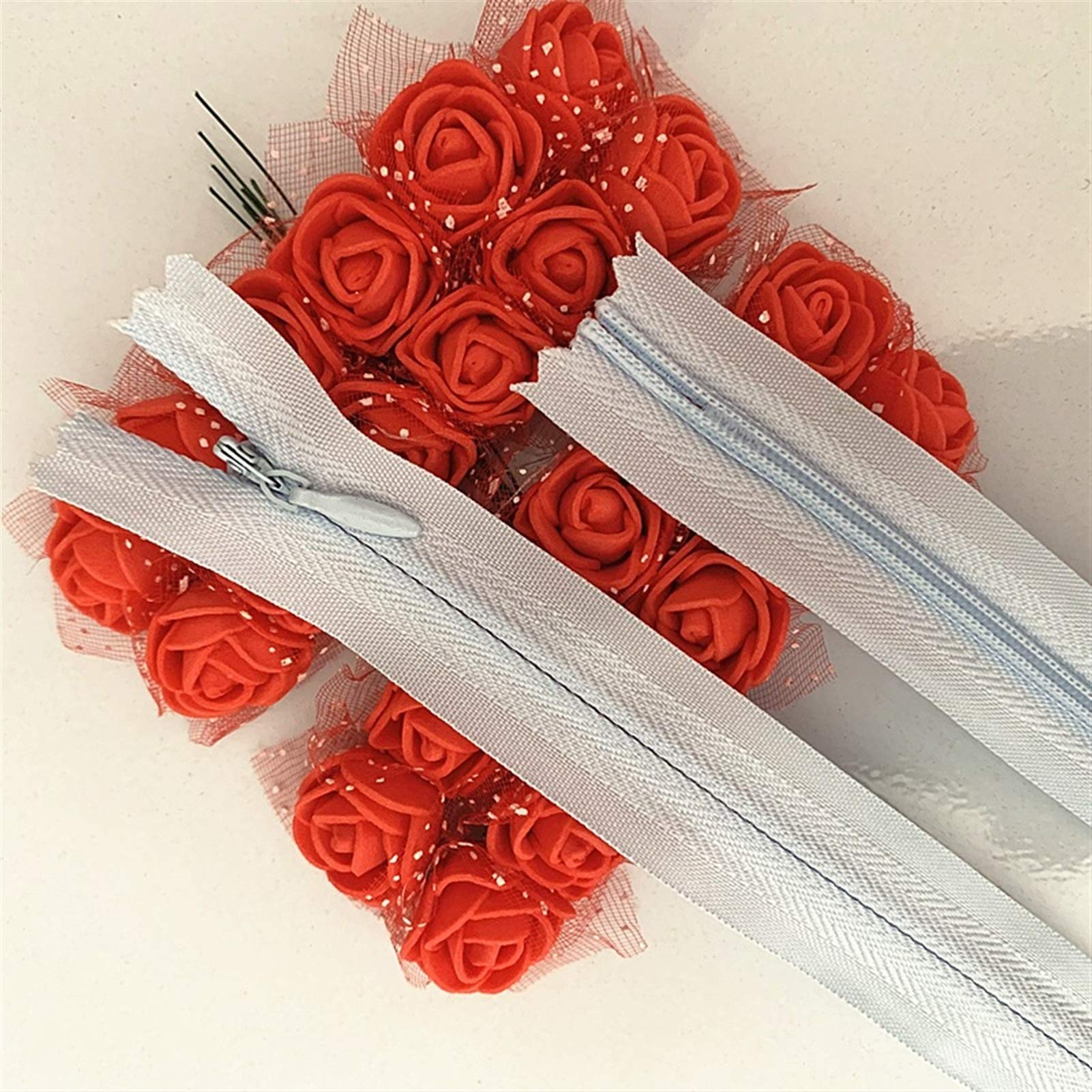 Plastic Zipper 10pcs 3# Concealed, Nylon Sewing Zip Ring, 20-60cm(Blue,35cm)