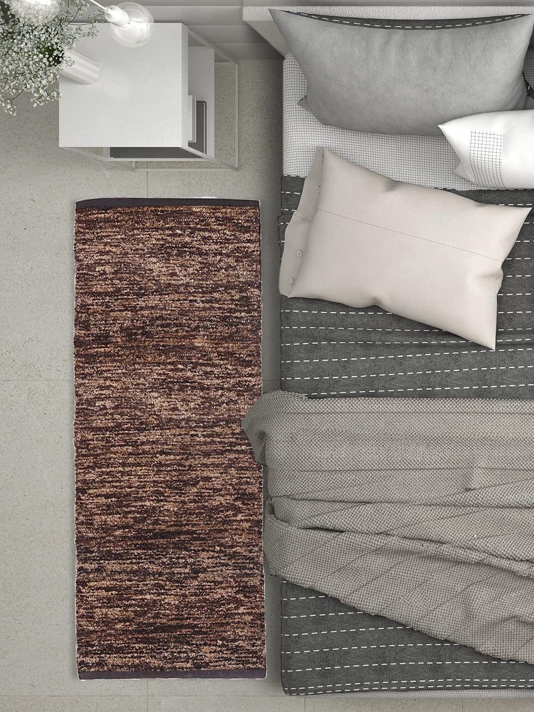 STONEMUNK Modernised & Reversible 100% Cotton Carpet Runner Winter Foot Protector for Bedrooms, Kitchen, Guestrooms (22x55 Inch, Coffee & Beige Plain) (B0CPC5YZ78) Amazon Price History, Amazon Price Tracker
