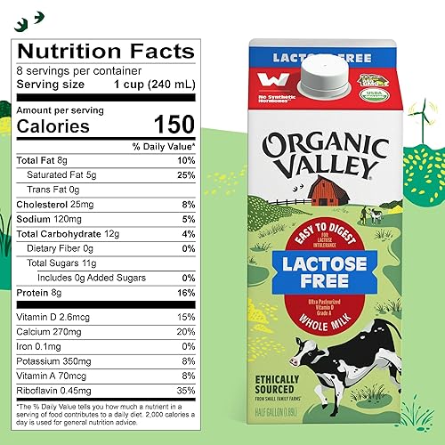 Miniatura 6 de Organic Valley Leche entera orgánica ultra pasteurizada sin lactosa 64 onzas