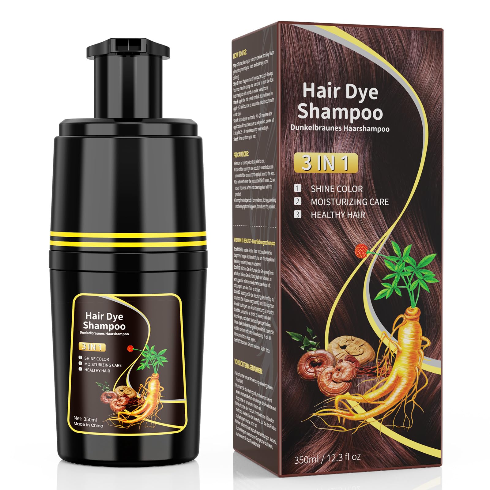 Amazon.com : Mokasakiso Dark Brown Hair Dye Shampoo 3 in 1, Herbal