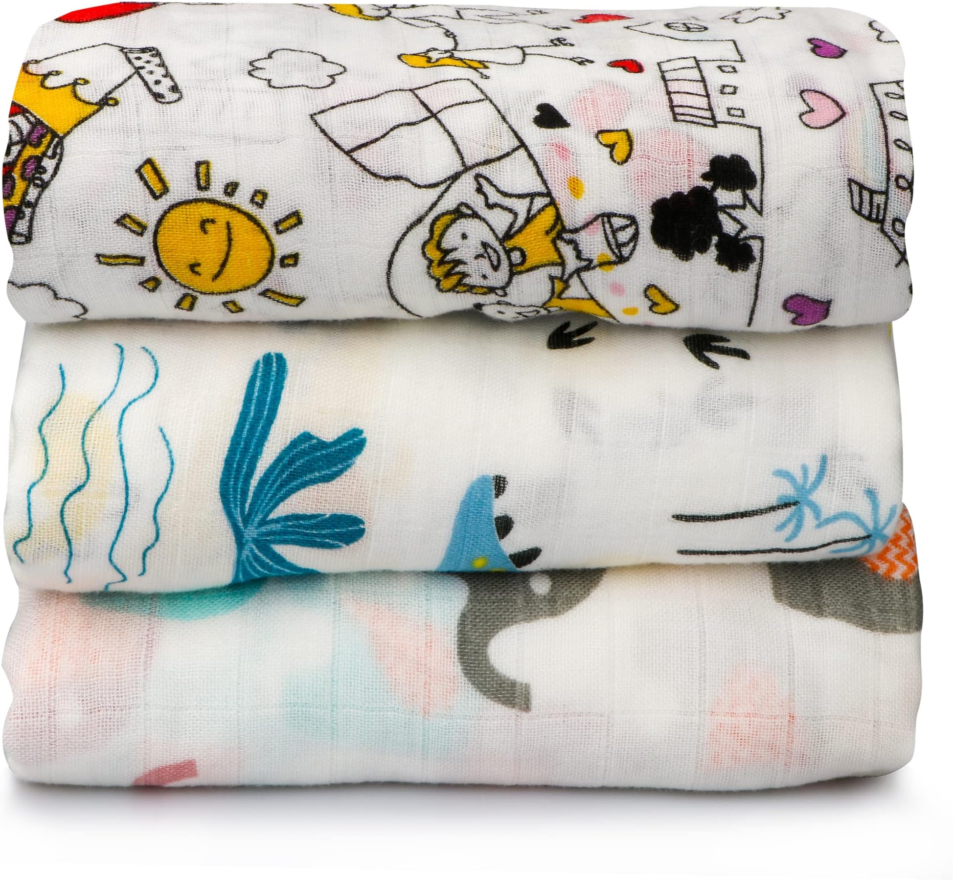 3 Packs Baby Swaddle Blanket,New Born Baby Clothes,Large Premium Knit Baby Burp Cloth Muslin Baby Blankets for Girls & Boys