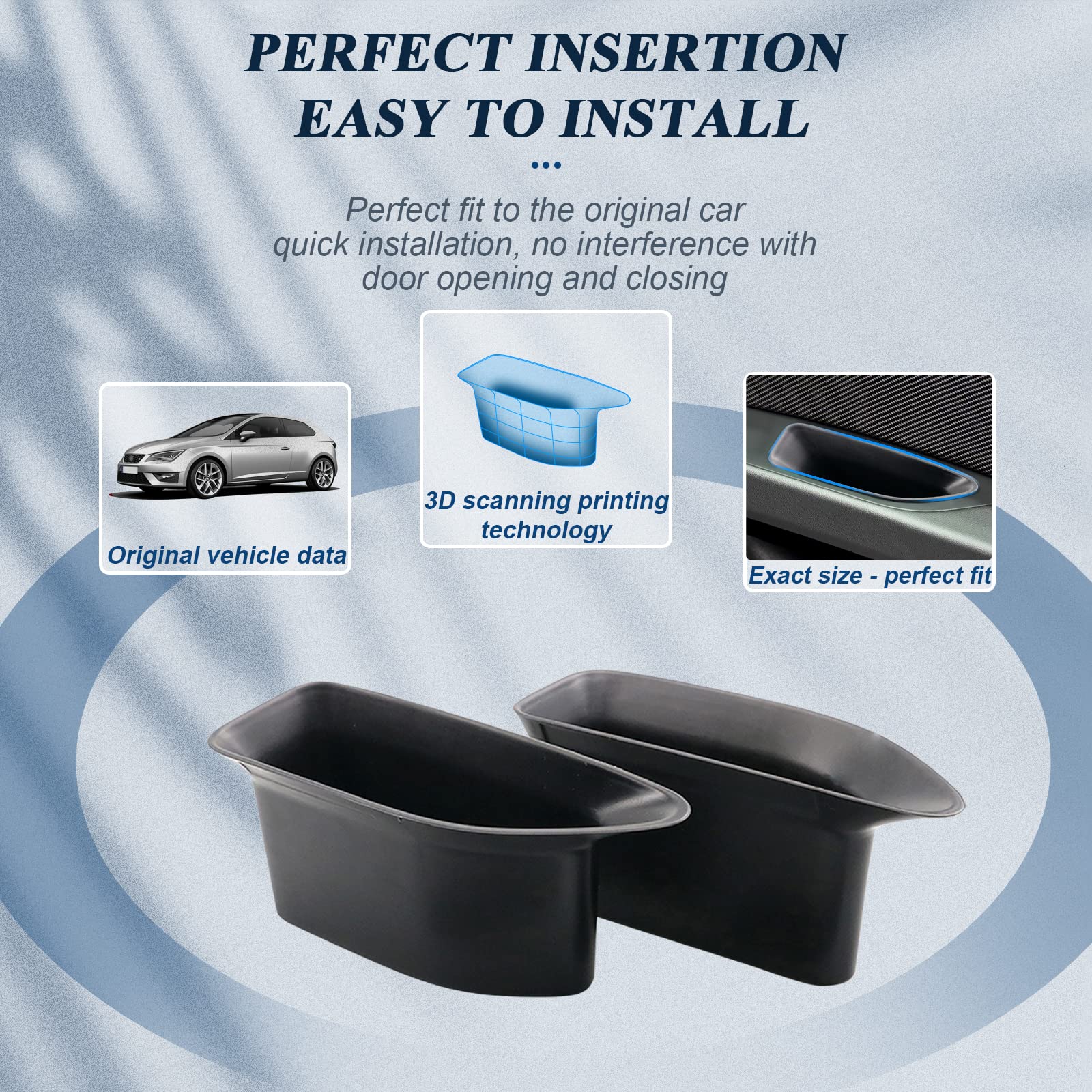 BIBIBO Wewnętrzna osłona samochodu uchwyt samochodowy do Seat Leon MK3 5F ST FR/Cuprì Leon, oryginalny organizer do przechowywania wnętrza samochodu z matą antypoślizgową (2 sztuki)