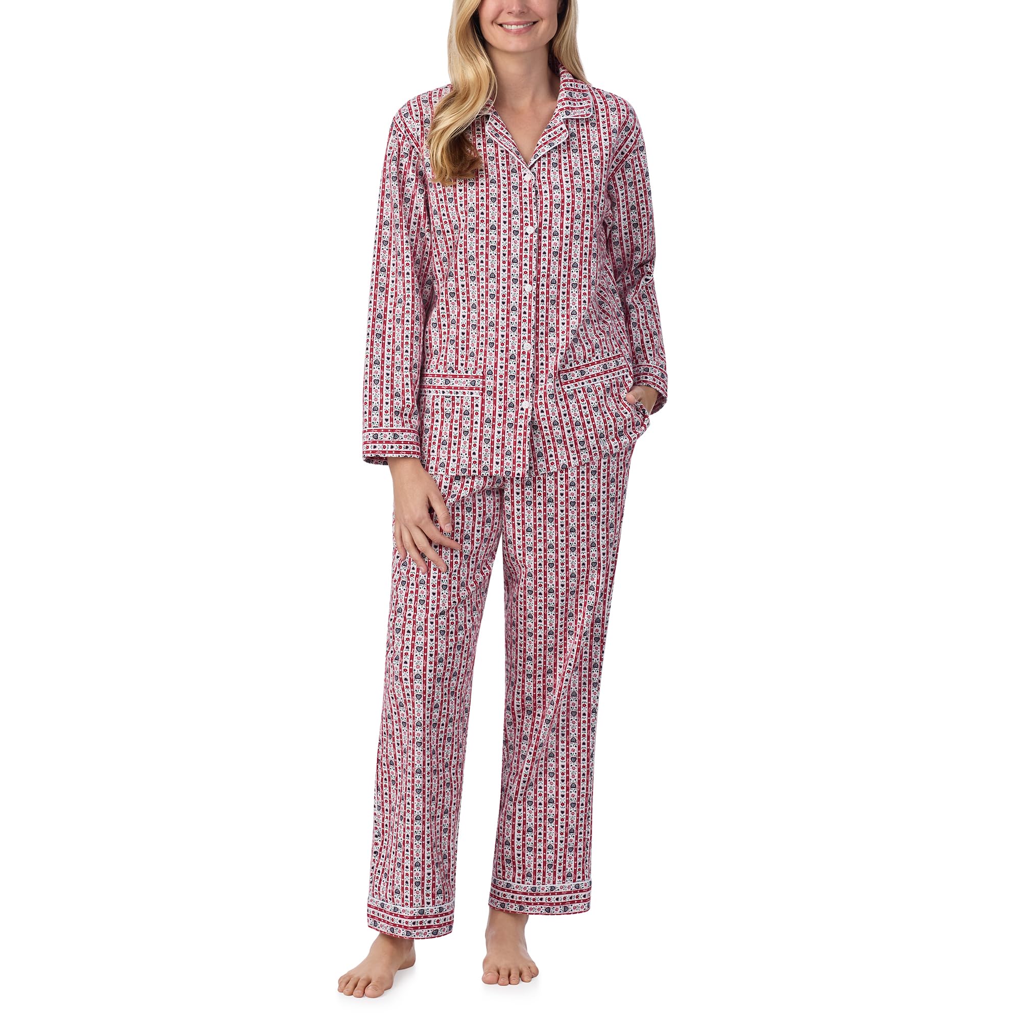 Lanz of Salzburg Sleepwear for Women Classic Notch Collar Long Sleeve Flannel Pajama Set