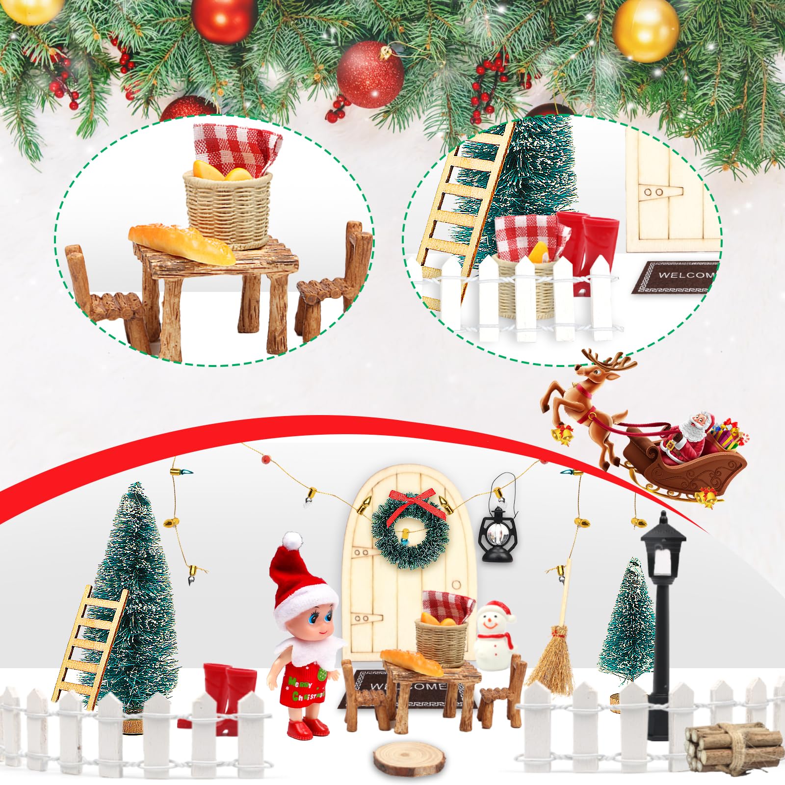 Wichteltür Zubehör Set – 22 Teile, Mit Tür, Baum, Leiter, Stiefeln & Mehr Für Weihnachtsdeko