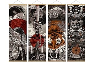 4pcs Canvas Wall Art with Frames: Enhance Your Home Decor with Modern Japanese Aesthetics