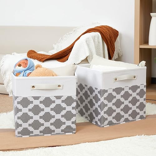 Miniatura 5 de Contenedores de almacenamiento de cubos de 12 x 12 pulgadas con asa, paquete de 4 cubos de tela para ropa, juguetes, cubos de almacenamiento
