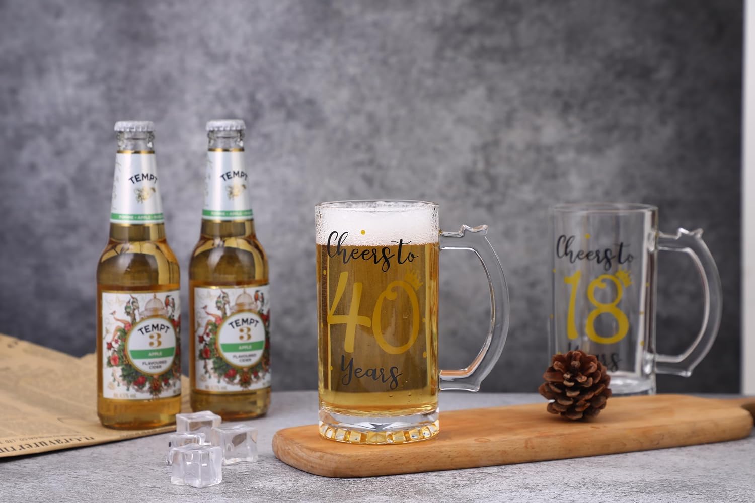 40th Birthday Gift，Men and Women Cheering 40th Birthday Beer Mugs，Cheers to the 40th Anniversary Beer Glass，40th Birthday Party Wedding Anniversary Decorative Gift, 18 Ounce (Cheers to 40 Years) image 4