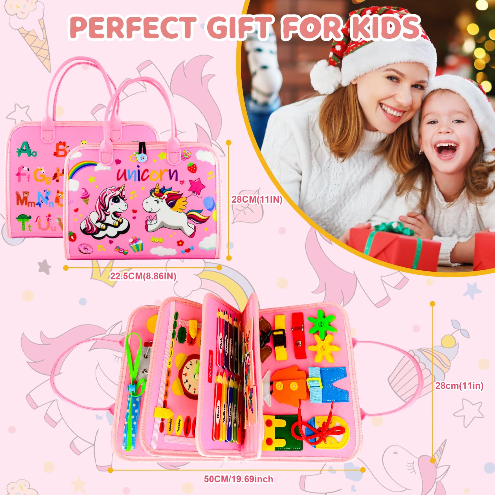 Juguetes Montessori para niños pequeños para regalos de cumpleaños (rosa-unicornio)