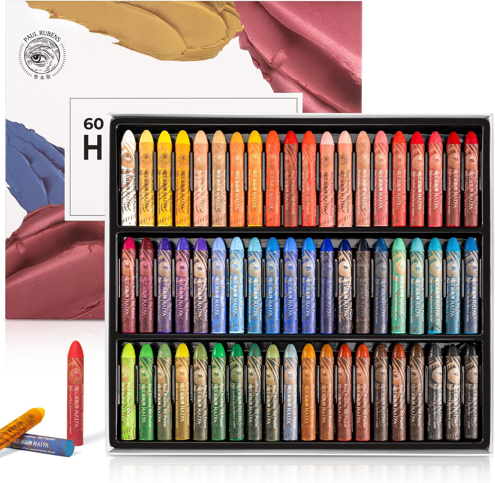 60 Vibrant Colors Soft Oil Pastel Set, Easy to Blend, Bullet Heads, Perfect for Artists, Painting, Drawing, Beginners