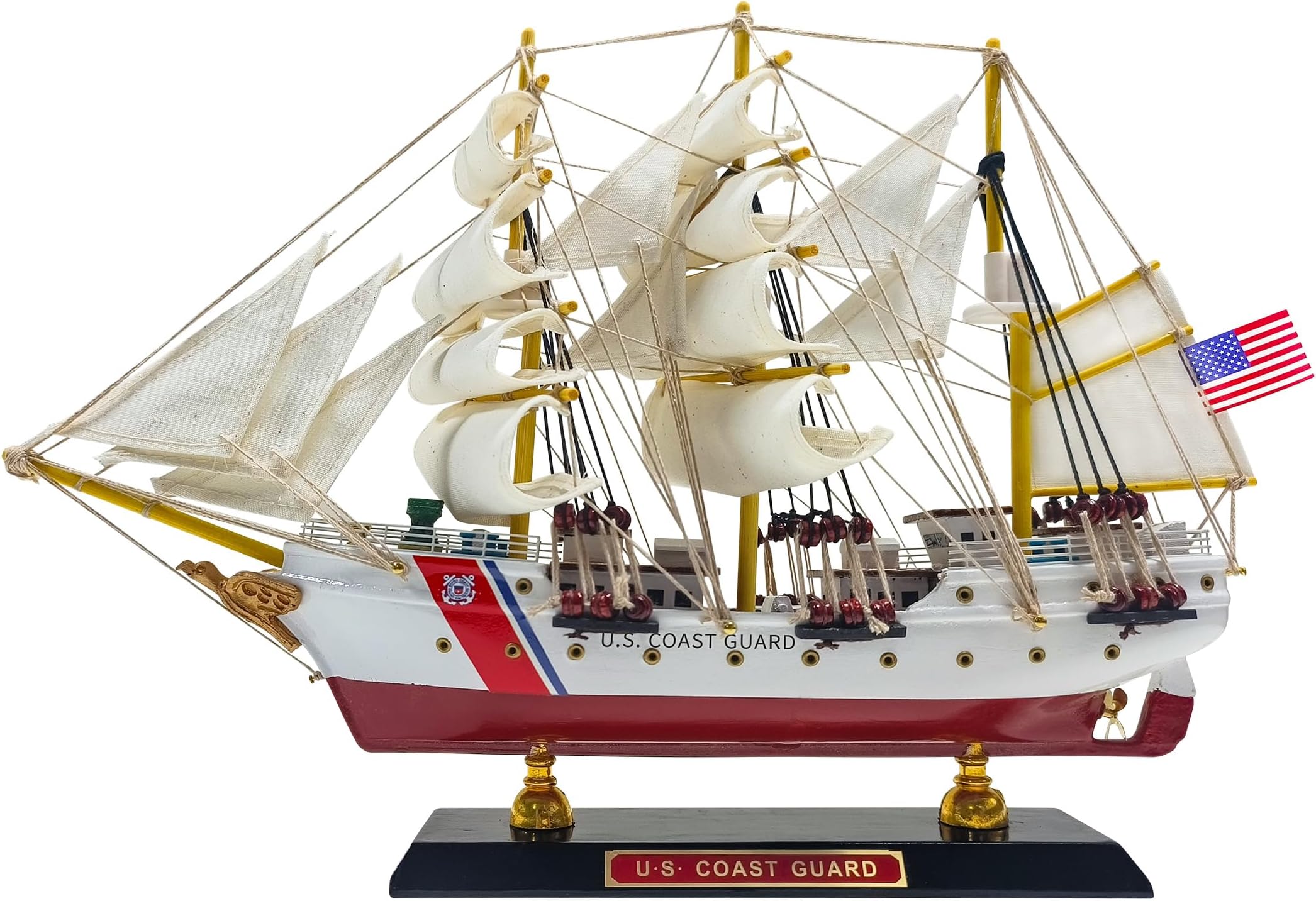 SAILINGSTORY Wooden Model Ship US Coast Guard Eagle Barque Classic Replica Small