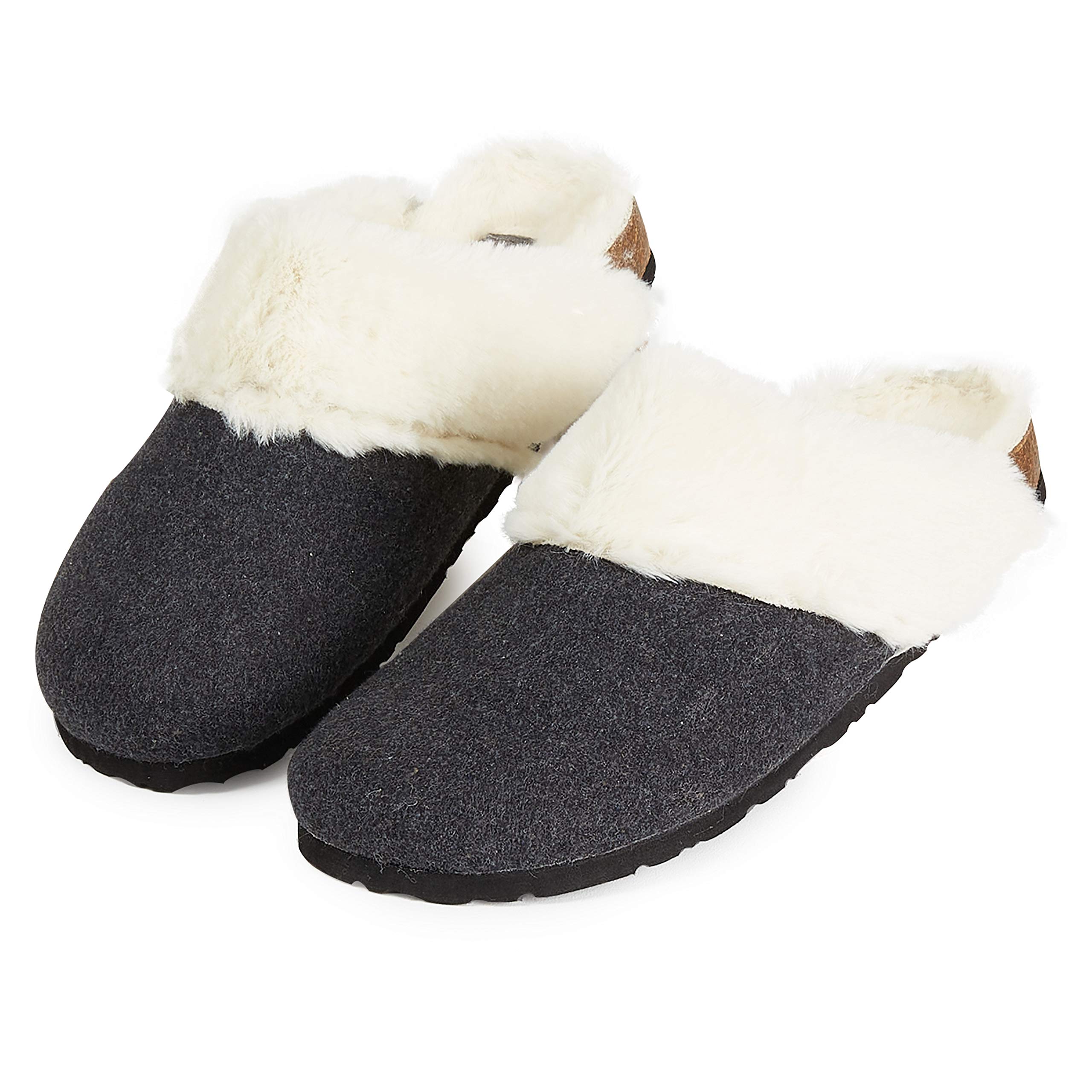 Dunlop Slippers Women & Teenagers Cosy Fluffy Mule House Shoes Slip On for Home Indoor & Outdoor Use Non Slip Comfortable Soft Gifts for Women