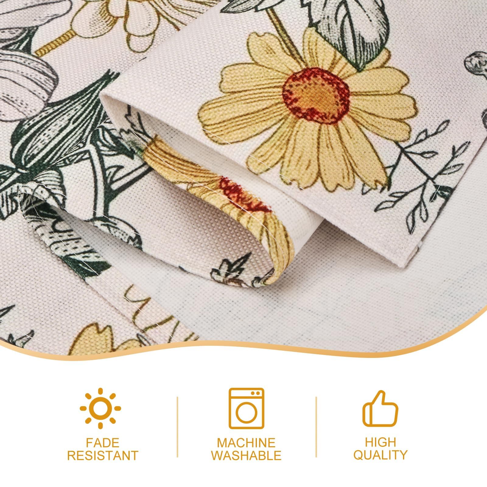Snylcce 13x47 Inch Floral Table Runner, Wildflower & Daisy Design - Image 4