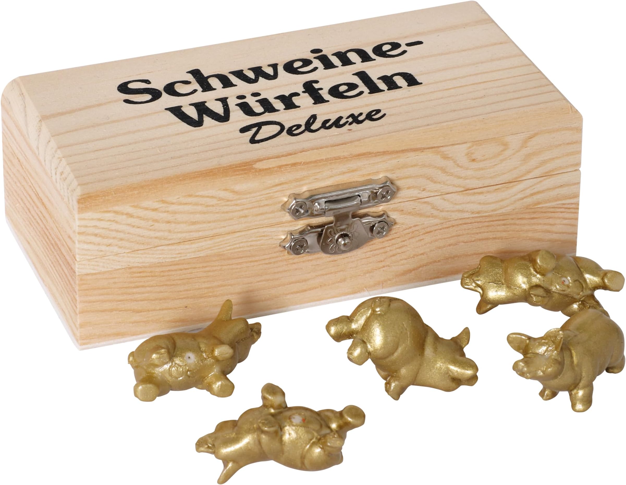 Piglet dice DELUXE - Roll -Throw the pigs - Simple funny game in WOODEN box - Family, party board game