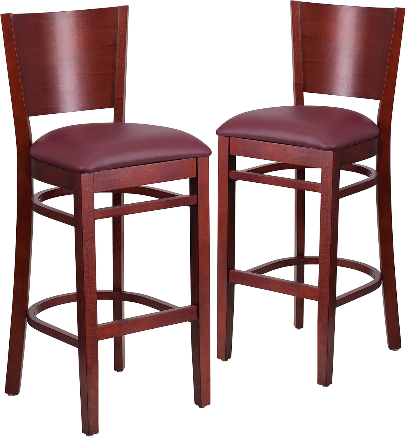 Walnut Solid Back Wooden Barstool with Footrest