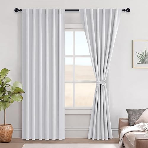 Miniatura 144 de Hiasan Cortinas opacas blancas extra anchas para dormitorio, cortinas opacas térmicas extra anchas de 72 pulgadas de largo, con pestaña trasera,