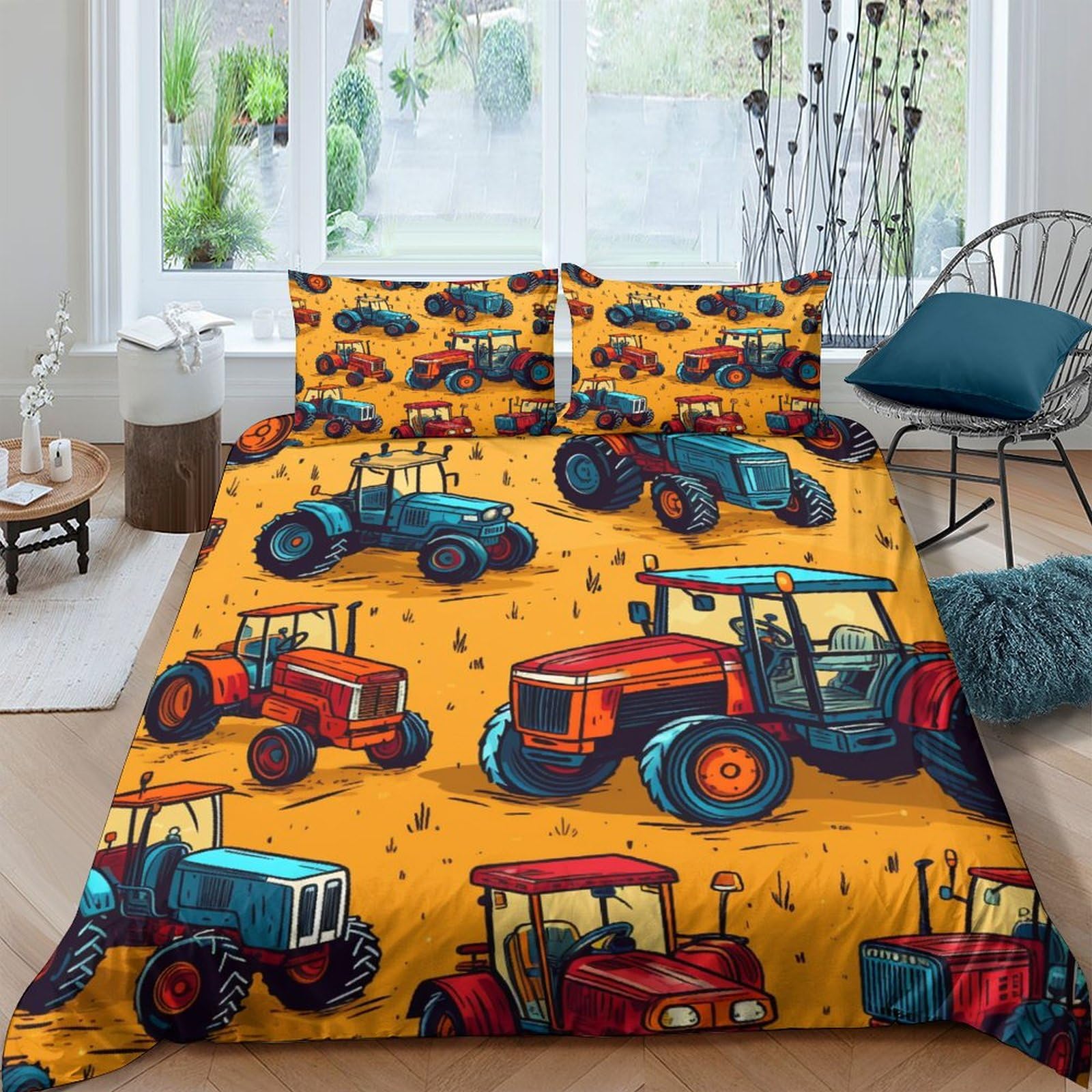Housse de couette machine agricole 3D parure de lit 220x240 3 pièces