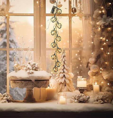 Vista 4 de SAILINGSTORY Glass Fishing Float String Light 2" Buoy Balls Nautical Coastal Beach Christmas Decoration Ornaments