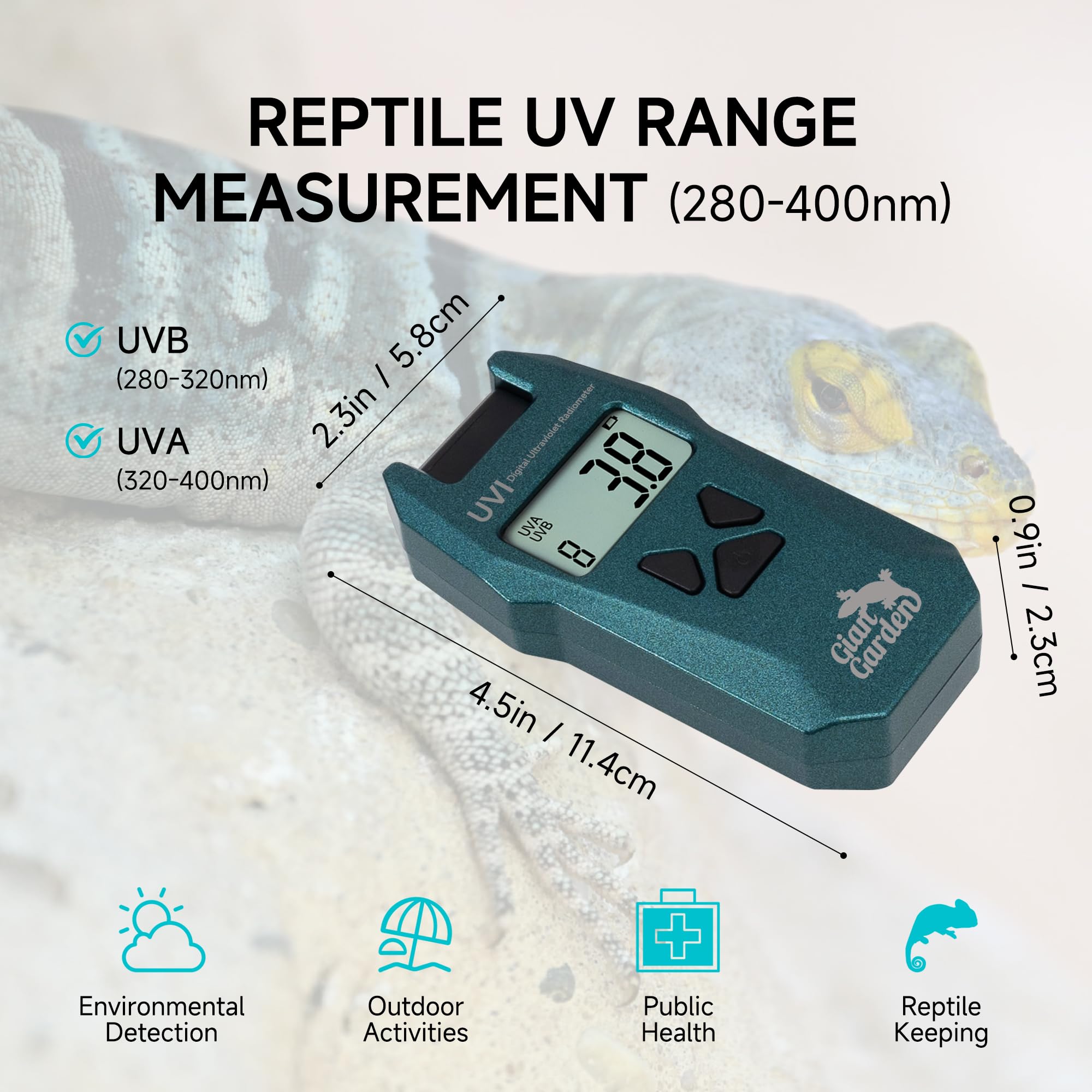 Giangarden Reptile UVI Radiometer – Smart Data Logging UV Light