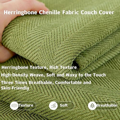 Miniatura 3 de Funda de sofá divertida y mullida, funda protectora de tela de felpilla en espiga para muebles, funda de sofá antideslizante de felpilla