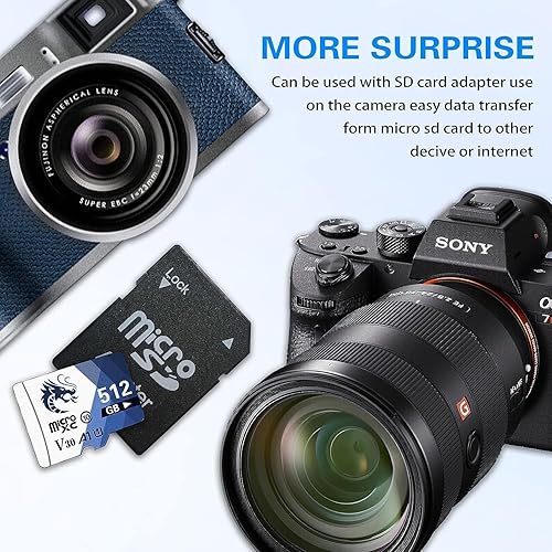 Miniatura 3 de POCEVIT Tarjeta Micro SD de 512 GB tarjeta de memoria microSDXC tarjeta de memoria SD A1 U1 clase 10 V30 UHS-I tarjeta TF de alta velocidad