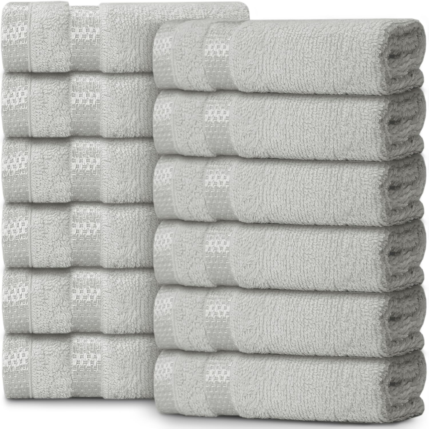 Casabella 12 Piece Cotton Face Towels - 30x30cm Quick Dry Flannel Fingertip Towels