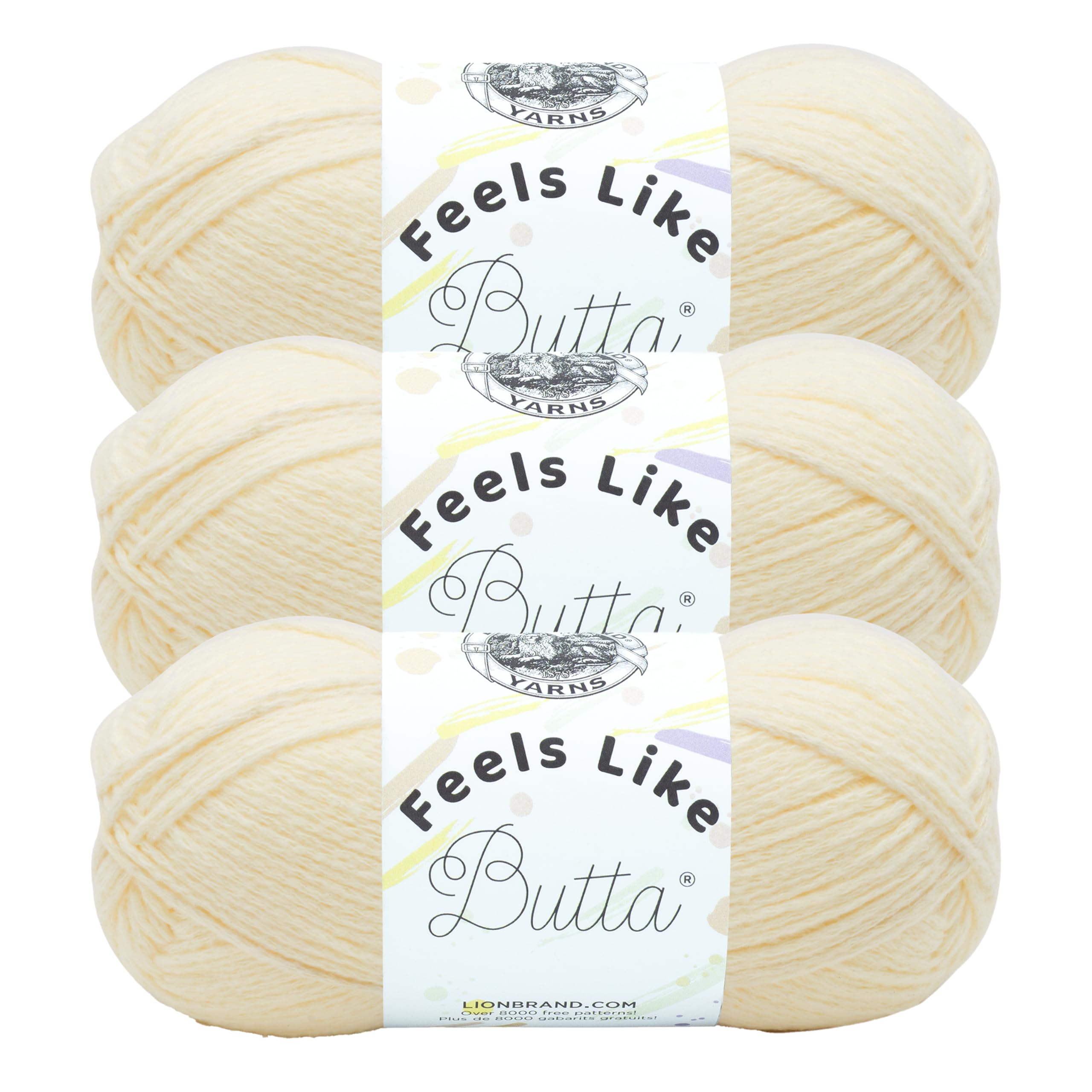 Lion Brand Yarn Feels Like Butta Soft Yarn for Crocheting and Knitting, Velvety, 3-Pack, Lemon, 215-158A โ image 1