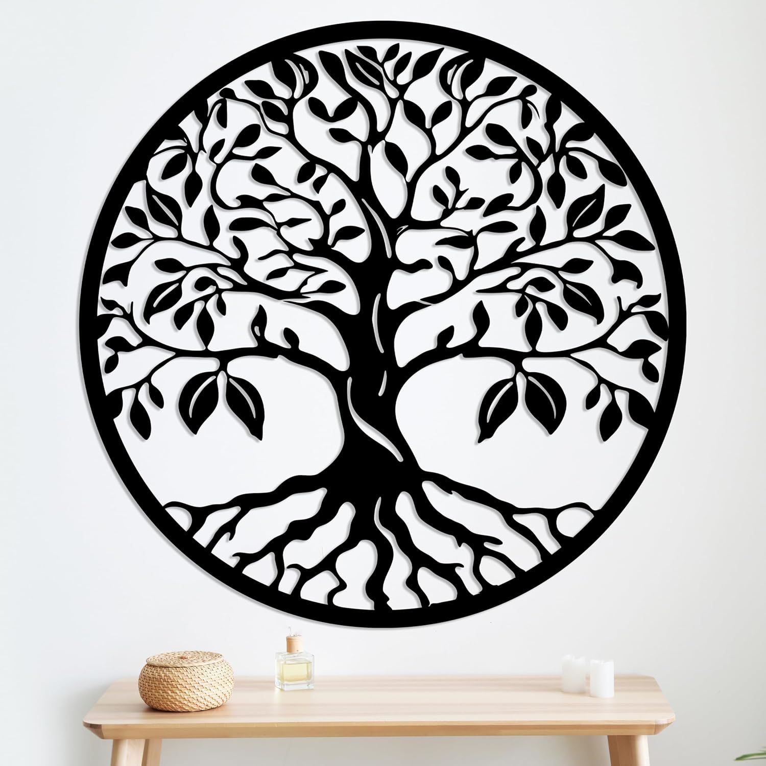 Tree of Life Metal Wall Art, Metal Tree Wall Decor for Living Room, Family Tree Home Decor, Large Wall Hanging for Office, Bedroom, Kitchen, Indoor and Outdoor Decorations, Housewarming Gift