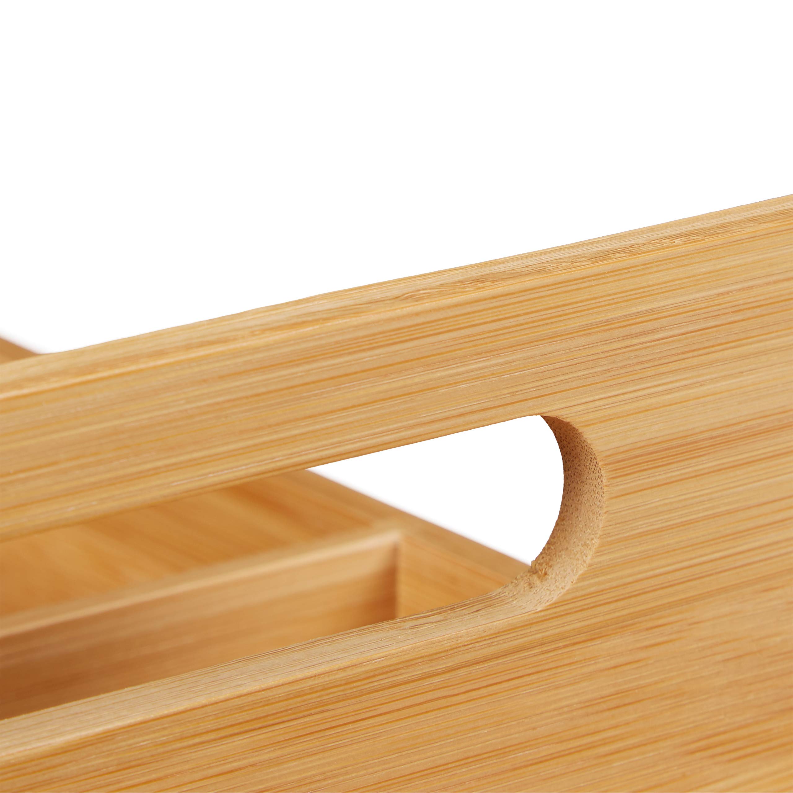 relaxdays 10026125 Organiseur Bambou, pour Le Bureau et Le Domicile, 5 Compartiments, HLP 12,5x32,5x20,5 cm, Naturel