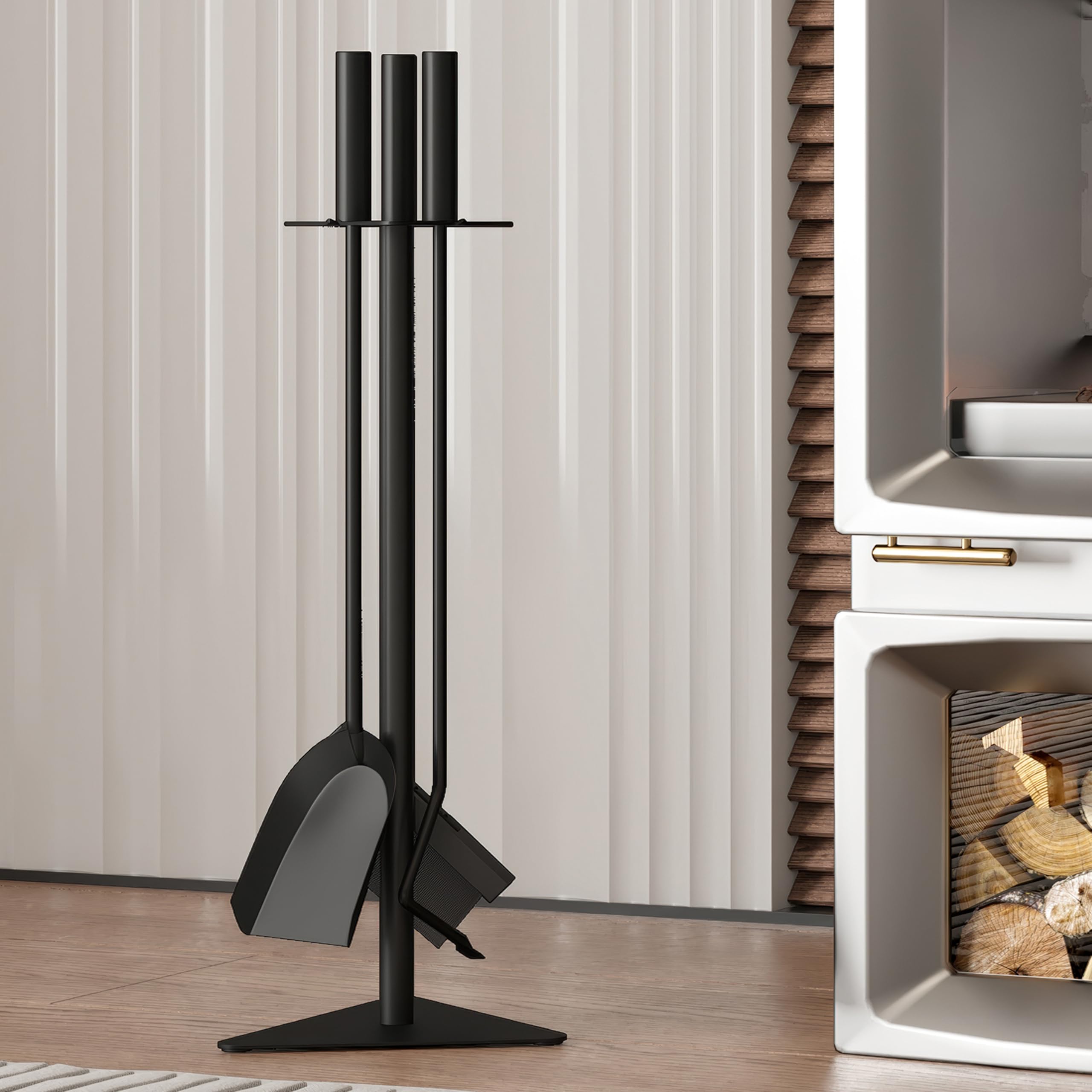 Kingson Black 4-Piece Fireplace Companion Set Includes Shovel, Poker - Image 2