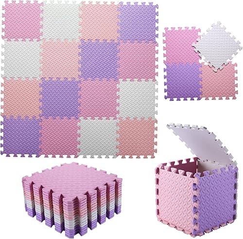 Miniatura 202 de Tapete de juego de espuma para bebé, tapete entrelazado de 0.4 pulgadas de grosor con colores sólidos, tapete de juego suave y no tóxico, tapete