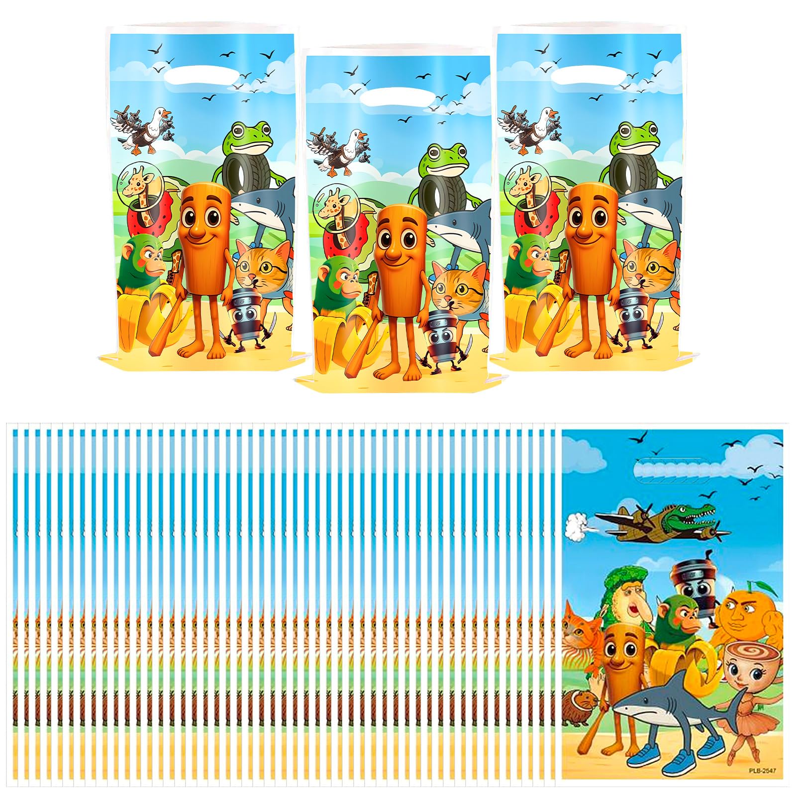50 Pcs Italiian Party Bags Set, Small Plastic Gift Bags with Sturdy Handles