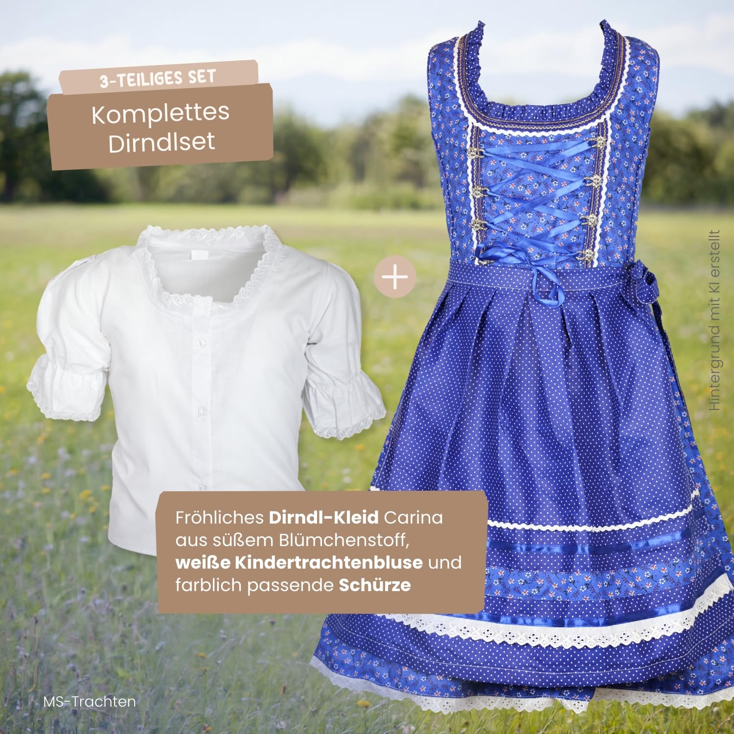 Mädchen Dirndl Carina Kinderdirndl Kinder Dirndl Trachtenkleid 3 teilig