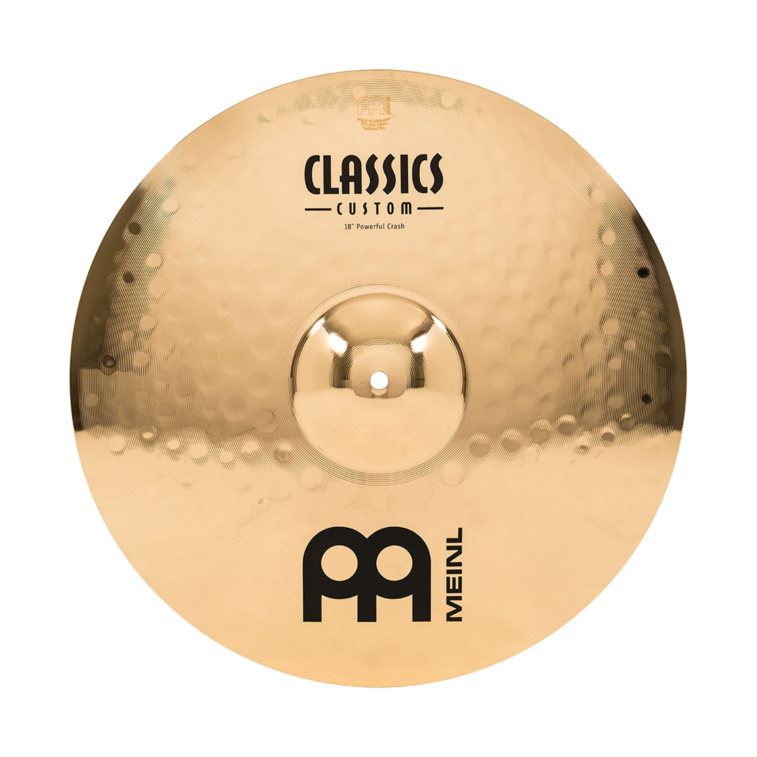 Meinl Cymbals Classics Custom Brilliant Piatto Powerful Crash 18 pollici (45,72cm) per Batteria - Bronzo B12, Finitura Brillante, Prodotto in Germania (CC18PC-B)