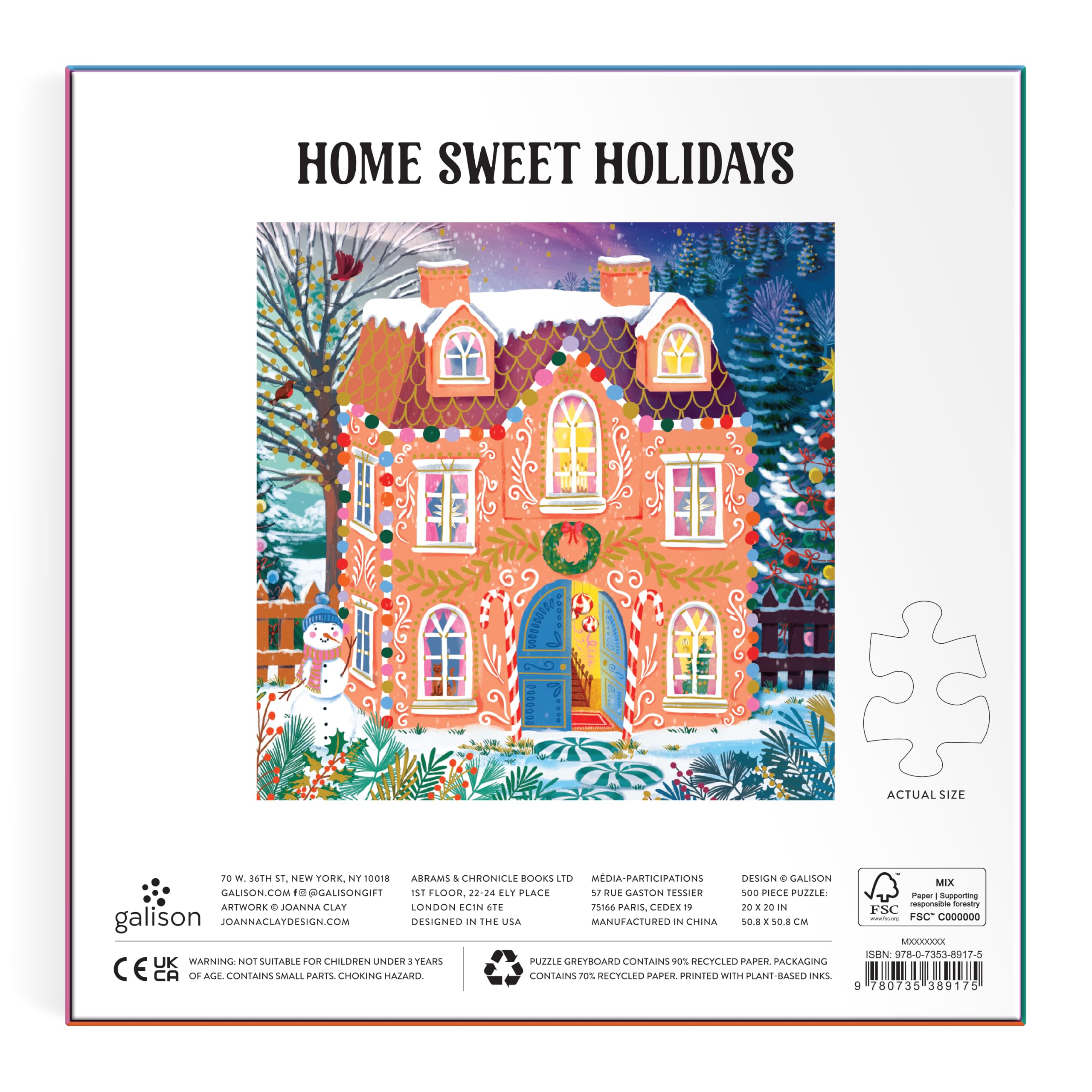 Galison Home Sweet Holidays Puzzle – 500 Piece Foil Puzzle with
