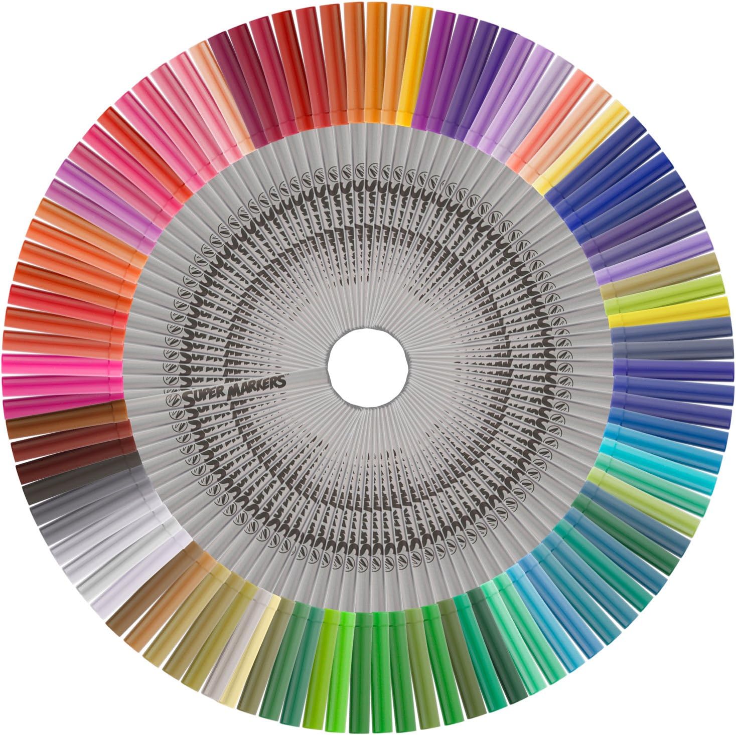 Super Markers Set with 100 Unique Marker Colors - Universal Bullet Point Tips for Fine and Bullet Lines - Bold Vibrant Colors - Includes a Marker Storage Rack